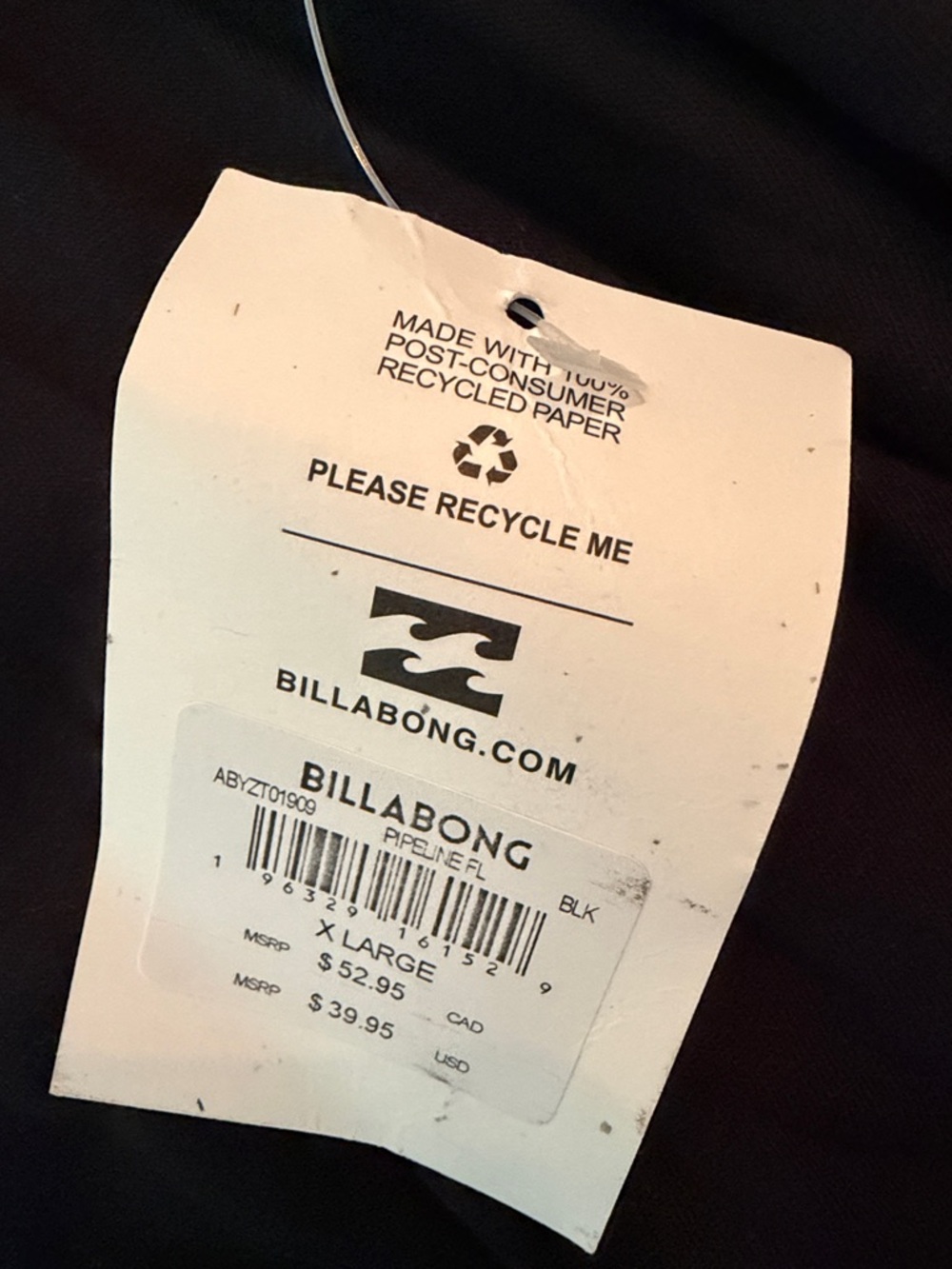 Billabong Black Long Sleeve Tee with Orange Floral Sleeve Accents - Picture 3 of 4